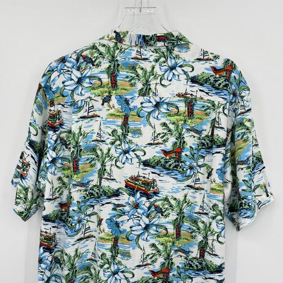 Ocean & Coast shirt men's L Hawaiian tropical floral beach bird print button - Picture 4 of 8